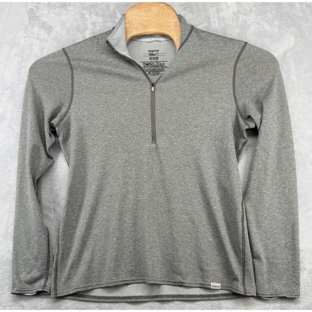 Patagonia Performance 1/4 Zip Long Sleeve Shirt Gray Women's Size L READ FLAW
